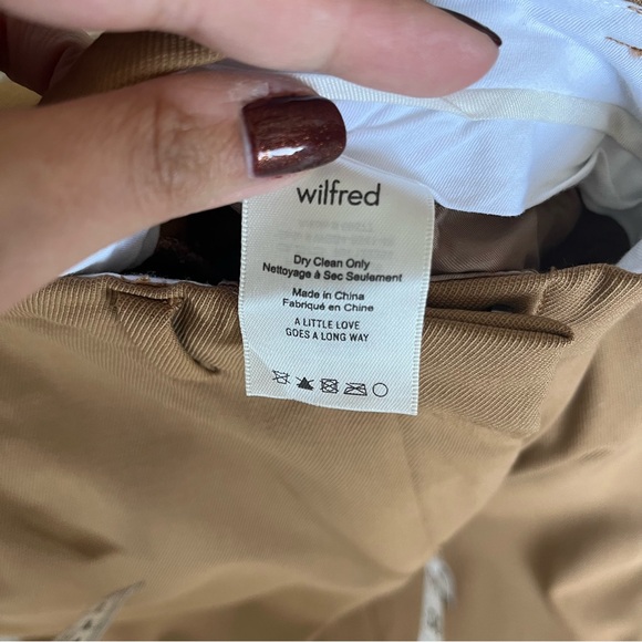 Aritzia Wilfred Tan Midrise Wool Blend Straight Leg Trouser Pants Size 2 - Picture 8 of 10
